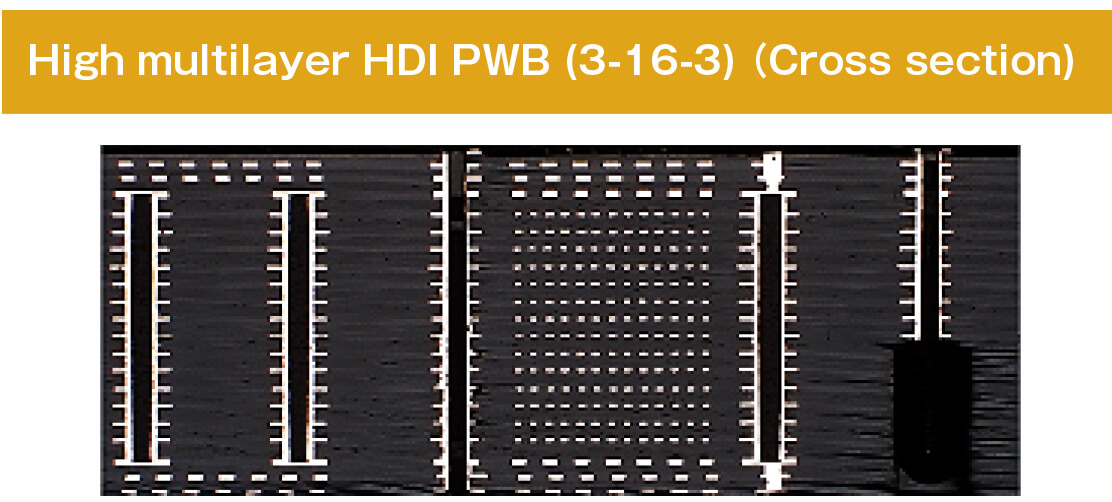 High multilayer HDI PWB (3-16-3) (Cross section)